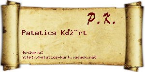 Patatics Kürt névjegykártya